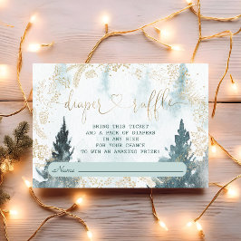 Winterlandschaft Wasserfarbe Gold Windeln Raffle Begleitkarte