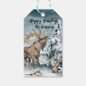 Winterlandschaft Wasserfarben Elche glückliche Fer Geschenkanhänger (Vorderseite)