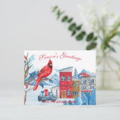 Winterlandschaft Wasserfarben Illustration Weihnac Postkarte (Stehend Vorderseite)