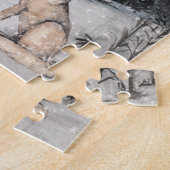 Winterlandschaft Wasserfarbenwolf Hirsch Puzzle (Seite)