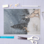 Winterlandschaft Wasserfarbenwolf Hirsch Seidenpapier (Handwerk)
