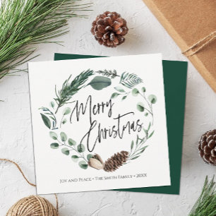Winterlandschaft   Watercolor Wreath Christmas Squ Feiertagskarte