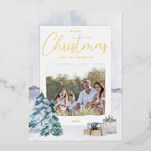 Winterlandschaft Weihnachts-Foto Foil Ferienkarte Folien Feiertagskarte