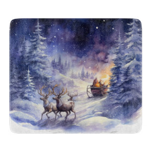 Winterlandschaft Weihnachts-Rentier und Schlitten Schneidebrett