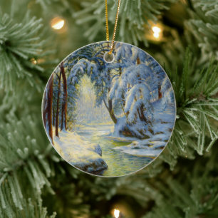 Winterlandschaft, Weihnachtsbaum Keramik Ornament
