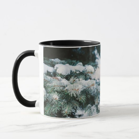 Winterlandschaft Weihnachtsbaum mit Schnee bedeckt Tasse (Links)