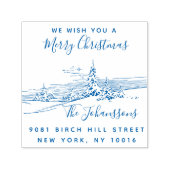 Winterlandschaft Weihnachtsfamilien Rücksendeadres Permastempel (Design)