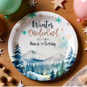 Winterlandschaft wunderbarer Geburtstag Pappteller