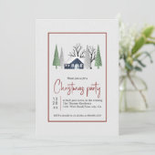 Winterlandschaften und Schneefall Weihnachts-Party Einladung (Stehend Vorderseite)