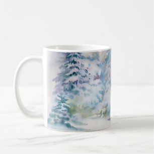 Winterlandschaftsdarstellung in Aquarellfarben Kaffeetasse