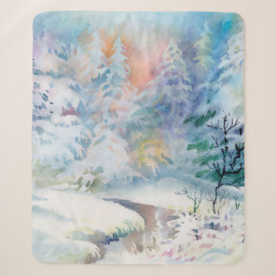 Winterlandschaftsdarstellung in Aquarellfarben Sherpadecke