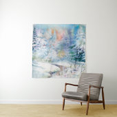 Winterlandschaftsdarstellung in Aquarellfarben Wandteppich (Beispiel)