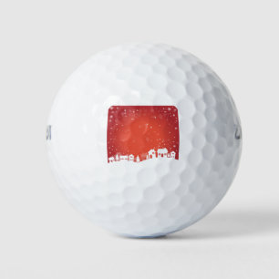 Winterlandschaftshäuser - Hintergrund Postkarte Golfball