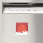 Winterlandschaftshäuser - Hintergrund Postkarte Magnet (In Situ (Geschirrspüler))