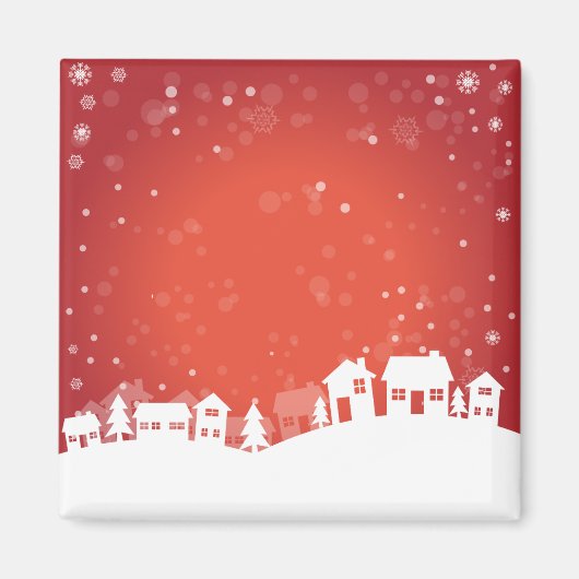 Winterlandschaftshäuser - Hintergrund Postkarte Magnet (Vorne)