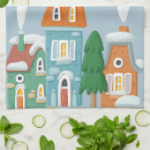 Winterlandschaftshäuser Whimsical Holdiay Geschirrtuch (Gefaltet)