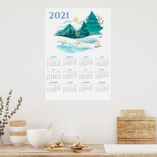 Winterlandschaftskalender 2021 poster (Küche)