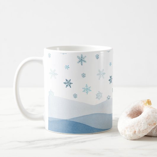 Winterlandschaftstasse Schneeblau Kaffeetasse (Mit Donut)