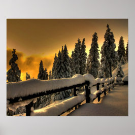 Winterlandschaftszaun Foto Naturwall Poster