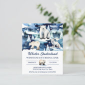 Winterlandtiere zum Geburtstag einladen (Stehend Vorderseite)