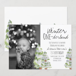 Winterlandwald 1. Geburtstag Party laden Einladung