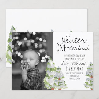 Winterlandwald 1. Geburtstag Party laden Einladung