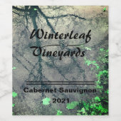 "Winterleaf" Grüner Grund, Set von 6 Weinetiketten Weinetikett (Einzelnes Label)