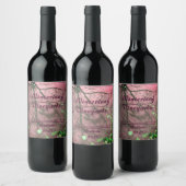 "Winterleaf" Rosa Oben, Set von 6 Weinetiketten Weinetikett (Flaschen)