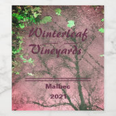 "Winterleaf" Rosa Unterseite, Set von 6 Weinetiket Weinetikett (Einzelnes Label)
