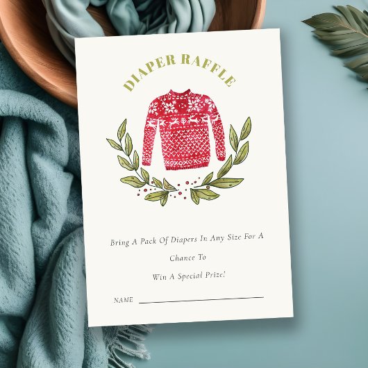 Winterleaf Ugly Sweater Diaper Raffle Baby Dusche Begleitkarte