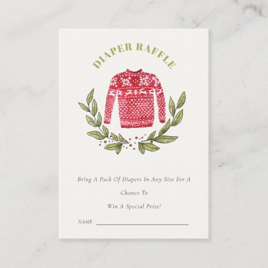 Winterleaf Ugly Sweater Diaper Raffle Baby Dusche Begleitkarte (Vorderseite)