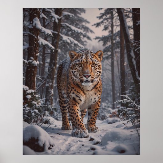 Winterleopard-Poster Poster (Vorne)