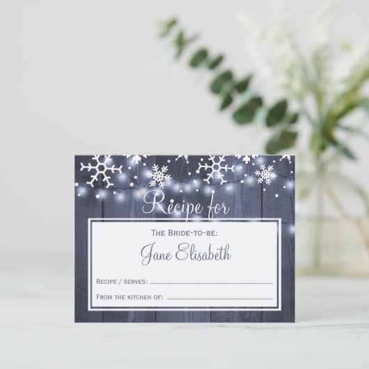 Winterleuchten rustikale Braut als Rezeptionskarte Postkarte (Stehend Vorderseite)