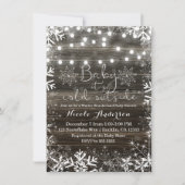 Winterleuchten & Schneeflocken Rustikale Babydusch Einladung (Vorderseite)