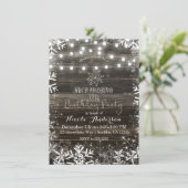 Winterleuchten & Schneeflocken Rustikale Geburtsta Einladung (Stehend Vorderseite)