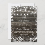Winterleuchten & Schneeflocken Rustikale Geburtsta Einladung (Vorderseite)