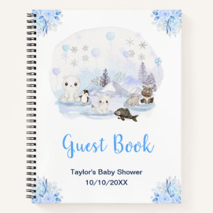 Winterliche Arktische Tiere Baby Shower Gästebuch Notizblock