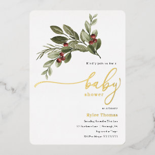 Winterliche Baby Shower-Einladung Folieneinladung