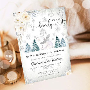 Winterliche Babyparty-Einladung für Eisbärenbaby Einladung