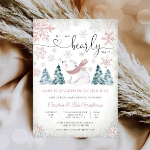 Winterliche Babyparty-Einladung für Eisbärenbaby Einladung