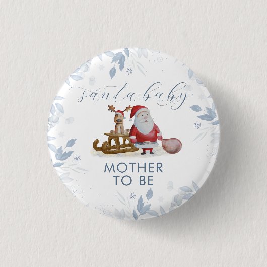 Winterliche Babyparty für werdende Mutter Sleigh S Button (Vorderseite)