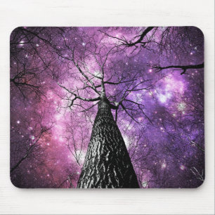 Winterliche Bäume Lila Rosa Galaxie Himmel Mousepad