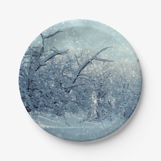 Winterliche Baumlandschaft Pappteller (Vorderseite)