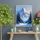 Winterliche Berglandschaft Aquarellmalerei Poster