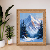 Winterliche Berglandschaft Aquarellmalerei Poster
