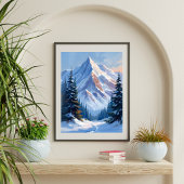 Winterliche Berglandschaft Aquarellmalerei Poster