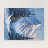 Winterliche Berglandschaft Aquarellmalerei Puzzle (Horizontal)