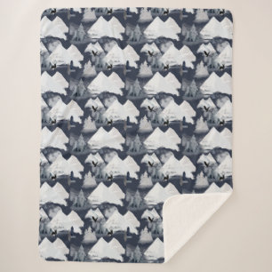 Winterliche Bergnacht Waldtiere Hirsch Adler Sherpadecke