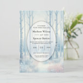Winterliche Blaue Birkenwald-Hochzeit Einladung (Stehend Vorderseite)