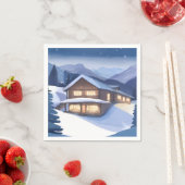 Winterliche Blockhütte Serviette (Beispiel)